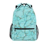 CHIFIGNO Zaino blu con texture marmorizzata oro per ragazze ragazzi bambini grande capacità scuola elementare borsa per libri, Texture Marmo Blu Oro, Medium, Zaini Daypack