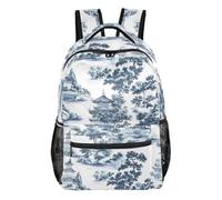 CHIFIGNO Zaino cinese pagode blu per ragazze ragazzi grande zaino scuola per bambini adolescenti zaino scuola per viaggi, Pagode blu cinesi, Small, Zaino Scuola Stampa
