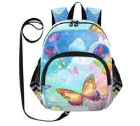 CHIFIGNO Zaino da bambina con cintura, zaino da viaggio per piccoli zaini per bambini zaini per età prescolare, Farfalle colorate fiori 1, S, Carino