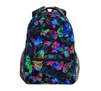 CHIFIGNO Zaino per bambini colorato con farfalle al neon per ragazze e ragazzi, zaino casual per scuola elementare, Farfalla Neon colorato, M