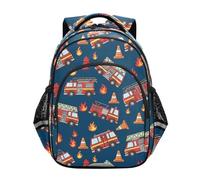 CHIFIGNO Zaino per bambini con camion dei cartoni animati carini blu borsa per libri per ragazze ragazzi zaini leggeri per adolescenti con strisce riflettenti