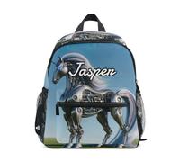 CHIFIGNO Zaino per bambini con dinosauro gigante personalizzato, borsa prescolare personalizzata con nome piccolo zaino per ragazzi e ragazze, Robot cavallo, M