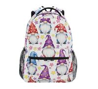 CHIFIGNO Zaino per bambini con gnomi carini e stelle colorate per ragazze e ragazzi, grande capacità, per scuola, libri, viaggi, zaino per computer portatile, Simpatici gnomi colorati con stelle, M