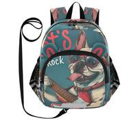 CHIFIGNO Zaino per bambini con linea Piccolo Zaino per bambini Mini Zaino da viaggio Zaino per la scuola materna, Divertente Cane Cartone Animato Con Chitarra-2, M, Carino
