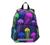 CHIFIGNO Zaino per bambini con meduse vibranti blu, rosa, viola, per il rientro a scuola, scuola materna, zaino carino per ragazzi e ragazze dai 3 ai 7 anni