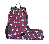 CHIFIGNO Zaino per bambini con simpatico dinosauro con scatola termica per il pranzo per ragazze e ragazzi, zaino per studenti elementari, borsa per libri scolastici, Leopard Usa Colori Blu Rosso,