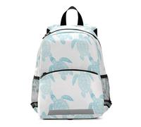 CHIFIGNO Zaino per bambini con tartarughe marine blu chiaro e bianco borsa per bambini per scuola materna mini zaino per ragazzi ragazze 3-7 anni