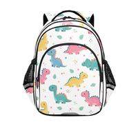 CHIFIGNO Zaino per bambini da viaggio, per ragazze, ragazzi, bambini, scuola, con strisce riflettenti, dinosauri carini bianchi, Simpatici dinosauri bianchi, Medium, Zaini Daypack