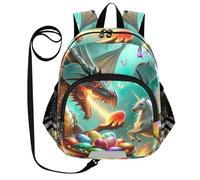 CHIFIGNO Zaino per bambini per bambine e ragazze, mini borsa da viaggio per libri per bambini zaino per bambini, Uova di Pasqua Dragon Unicorn, S, Carino