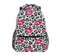 CHIFIGNO Zaino per bambini per la scuola, grande capacità, borsa per libri scolastici studenti borsa per laptop leopardo rosa labbra bianche, Leopardo Rosa Labbra Bianche, Medium, Zaini Daypack