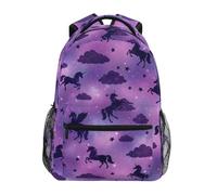 CHIFIGNO Zaino per bambini per la scuola, grande capacità, zaino da viaggio, viola, unicorni, galassia, Galassia Unicorni Viola, M