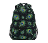 CHIFIGNO Zaino per bambini per ragazze e ragazzi con piume di pavone zaino da viaggio leggero zaino per la scuola borsa per libri, Piume di pavone., Medium, Zaini Daypack