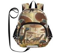 CHIFIGNO Zaino per bambini per ragazze e ragazzi, zaino per la scuola per bambini carino piccola borsa da viaggio per libri zaino per l'asilo, Dinosauri e funghi, M, Carino