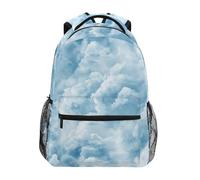 CHIFIGNO Zaino per bambini per ragazze ragazzi grande capacità scuola bookbag viaggio Daypack acquerello nuvola blu bianco, Acquerello Nuvola Blu Bianco, S