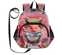 CHIFIGNO Zaino per bambini per ragazze ragazzi, piccolo zaino da viaggio per bambini zaini per la scuola materna, zaini per l'asilo prescolare, rana colorata con grandi occhi, medio, carino, Grandi