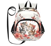CHIFIGNO Zaino per bambini, ragazze, ragazzi, piccolo zaino per bambini, mini zaino da viaggio, zaino per l'asilo, Adorabili gatti con fiori rossi, S, Carino