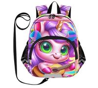 CHIFIGNO Zaino per bambini, ragazzi, ragazze, grazioso mini zaino da viaggio, zaini per bambini, zaino per asilo, Carino Cartoon Unicorno Giocare Chitarra-2, S, Carino
