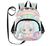 CHIFIGNO Zaino per bambini, ragazzi, ragazze, piccolo zaino da viaggio, zaino per la scuola materna, zaino per la scuola elementare, Carino Cartoon Principessa Due Unicorni, S, Carino