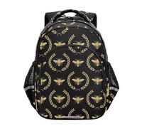 CHIFIGNO Zaino per la scuola, con api dorate, da viaggio, per computer portatile, leggero, per ragazzi con strisce riflettenti, Golden Bees Nero, Medium, Zaini Daypack