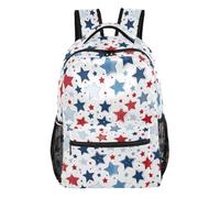 CHIFIGNO Zaino per la scuola con stelle rosse e blu per bambini, ragazzi, ragazze, adolescenti, zaino grande, Stella Rossa Blu, Small, Zaino Scuola Stampa