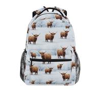 CHIFIGNO Zaino per la scuola per bambini con mucche delle Highland invernali e neve, per ragazze e ragazzi, zaini per studenti, Inverno Highland Mucche Neve, Medium, Zaini Daypack