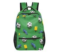 CHIFIGNO Zaino per ragazzi e ragazzi con palloni da calcio verde per bambini zaino per la scuola ragazze Bookbag, Palloni da calcio carini verdi, Medium