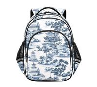 CHIFIGNO Zaino per scuola, pagode blu paesaggio cinese da viaggio per laptop zaino leggero con strisce riflettenti, pagode blu paesaggio cinese 2, zaino medio, zaini da giorno, Paesaggio cinese Pagode