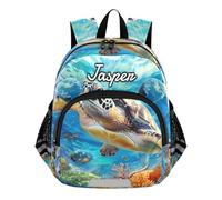 CHIFIGNO Zaino personalizzato con nome, zaino personalizzato bambino bambino con cintura, borsa da viaggio personalizzata, tartarughe oceaniche, medio, carino, tartarughe oceaniche, M, carino,