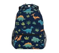 CHIFIGNO Zaino scolastico colorato con dinosauri dei cartoni animati per bambini borsa da scuola Bookbag Travel Daypack, Dinosauri colorati del fumetto 1, Small, Zaini Daypack