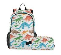 CHIFIGNO Zaino scolastico colorato dinosauri animali zaino scuola zaino leggero con scatola per il pranzo