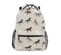 CHIFIGNO Zaino scolastico con cavalli ad acquerello marrone bianco per ragazzi ragazze grande capacità scuola bookbag casual Daypack Zaini, Acquerello Cavalli Marrone Bianco, S