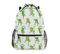 CHIFIGNO Zaino scolastico con rane verdi che saltano le pose per bambini, zaino casual per la scuola, Rane verdi che saltano pose, M