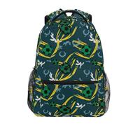 CHIFIGNO Zaino scolastico da calcio verde nero per bambini grande capacità borsa scuola Bookbag Travel Daypack, Verde Nero Calcio, Small, Zaini Daypack