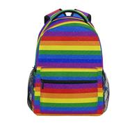 CHIFIGNO Zaino scolastico per bambini a righe colorate arcobaleno per ragazze ragazzi studenti borsa per laptop borsa per libri scolastici, Strisce colorate arcobaleno, Medium, Zaini Daypack