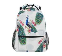 CHIFIGNO Zaino scolastico per bambini blu verde con pavoni per ragazze e ragazzi zaino da viaggio per computer portatile borsa per libri scolastici, Pavoni Blu Verde, Small, Zaini Daypack