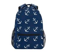 CHIFIGNO Zaino scolastico per bambini con ancore bianche blu navy zaino per laptop per studenti scuola elementare borsa per libri, Ancora Bianca Blu Navy, Medium, Zaini Daypack