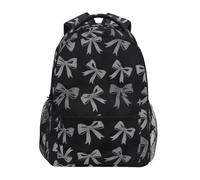 CHIFIGNO Zaino scolastico per bambini con fiocchi grigio nero borsa per libri scolastici zaino per laptop studente, Fiocchi Grigio Nero, Medium, Zaini Daypack