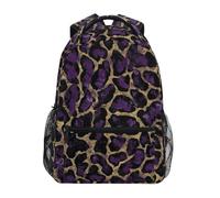 CHIFIGNO Zaino scolastico per bambini con leopardo viola oro per ragazze ragazzi zaino da viaggio per computer portatile borsa per libri, Leopardo Oro Viola, Medium, Zaini Daypack