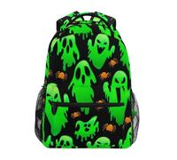 CHIFIGNO Zaino scolastico per bambini Halloween fantasmi spaventosi verde zaino studente scuola elementare Bookbag, Halloween Spaventoso Fantasmi Verde, Small, Zaini Daypack