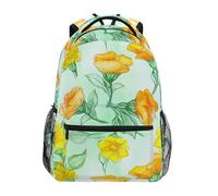 CHIFIGNO Zaino scolastico per bambini per ragazze ragazzi acquerello fiore giallo verde zaini per studenti scuola elementare Bookbag, Acquerello Fiore Giallo Verde, Small, Zaini Daypack