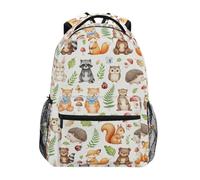 CHIFIGNO Zaino scolastico per ragazzi e ragazze, con simpatici animali del bosco, borsa per computer portatile, borsa per libri scolastici, Carino animali del bosco 1, Small, Zaini Daypack