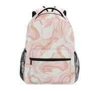 CHIFIGNO Zaino scolastico per ragazzi e ragazze, grande capacità, zaino per studenti, rosa, bianco, marmo, turbinii, oro, Rosa Bianco Marmo Turbinii Oro, Small, Zaini Daypack