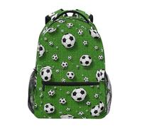 CHIFIGNO Zaino verde della scuola dei palloni di calcio bianco nero per i libri della scuola elementare di grande capacità dei bambini, Nero Bianco Palloni Da Calcio Verde 1, Small, Zaini Daypack
