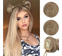 Chignon, 2 pezzi di chignon spaziali, mini artigli, clip in extension for chignon, orecchie di gatto spettinate, accessorio for parrucca, ciambella sintetica for ragazze,per l'uso quotidiano(Light go