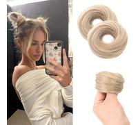 Chignon, 2 pezzi di extension for chignon con mini elastico sintetico - Accessori ideali for acconciature raccolte e disordinate for l'uso quotidiano Extension per capelli(Brown gold)