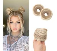 Chignon, 2 pezzi di extension for chignon con mini elastico sintetico - Accessori ideali for acconciature raccolte e disordinate for l'uso quotidiano per donna(Brown white)