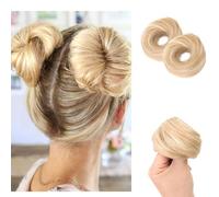 Chignon, 2 pezzi di extension for chignon con mini elastico sintetico - Accessori ideali for acconciature raccolte e disordinate for l'uso quotidiano per le donne(Gold white)