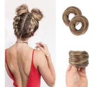 Chignon, 2 pezzi di extension for chignon con mini elastico sintetico - Accessori ideali for acconciature raccolte e disordinate for l'uso quotidiano Parrucche(Brown yellow)
