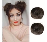 Chignon, 2 pezzi Mini artiglio clip in spettinato e orecchie di gatto estensioni chignon parrucca accessorio updo pezzi for donne ragazze per le donne(Dark brown)