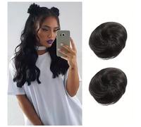 Chignon, 2 pezzi Mini artiglio clip in spettinato e orecchie di gatto estensioni chignon parrucca accessorio updo pezzi for donne ragazze per le donne(Black)